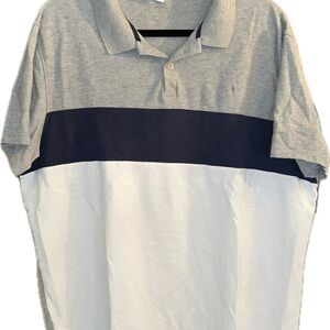 Calvin Klein Gray and White Polo Shirt Sporty Design